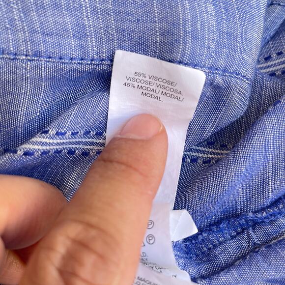 Lucky Brand Women's Button Down Shirt Stretch Striped Button Fly Blue Size M - Picture 9 of 10